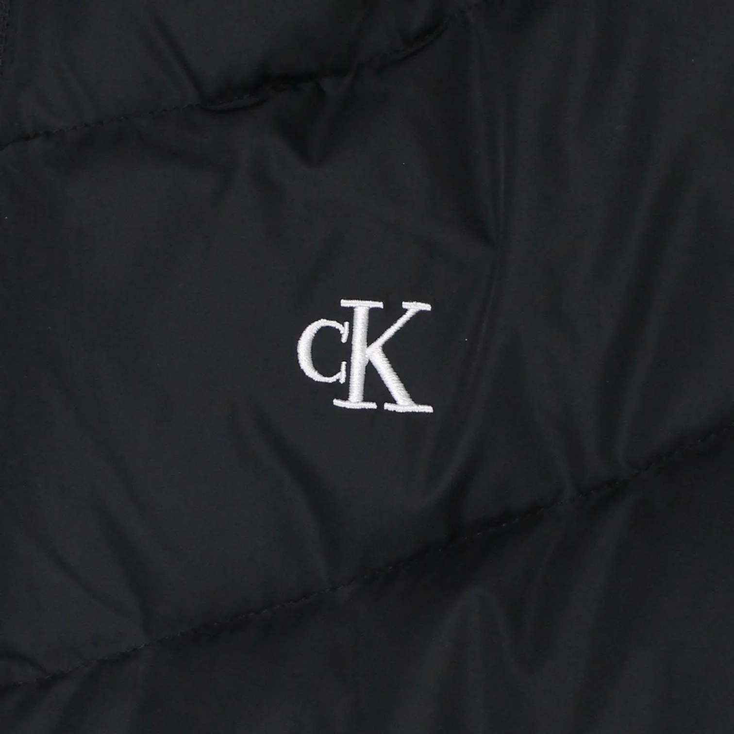 Calvin Klein Black Chevron Quilted Coat