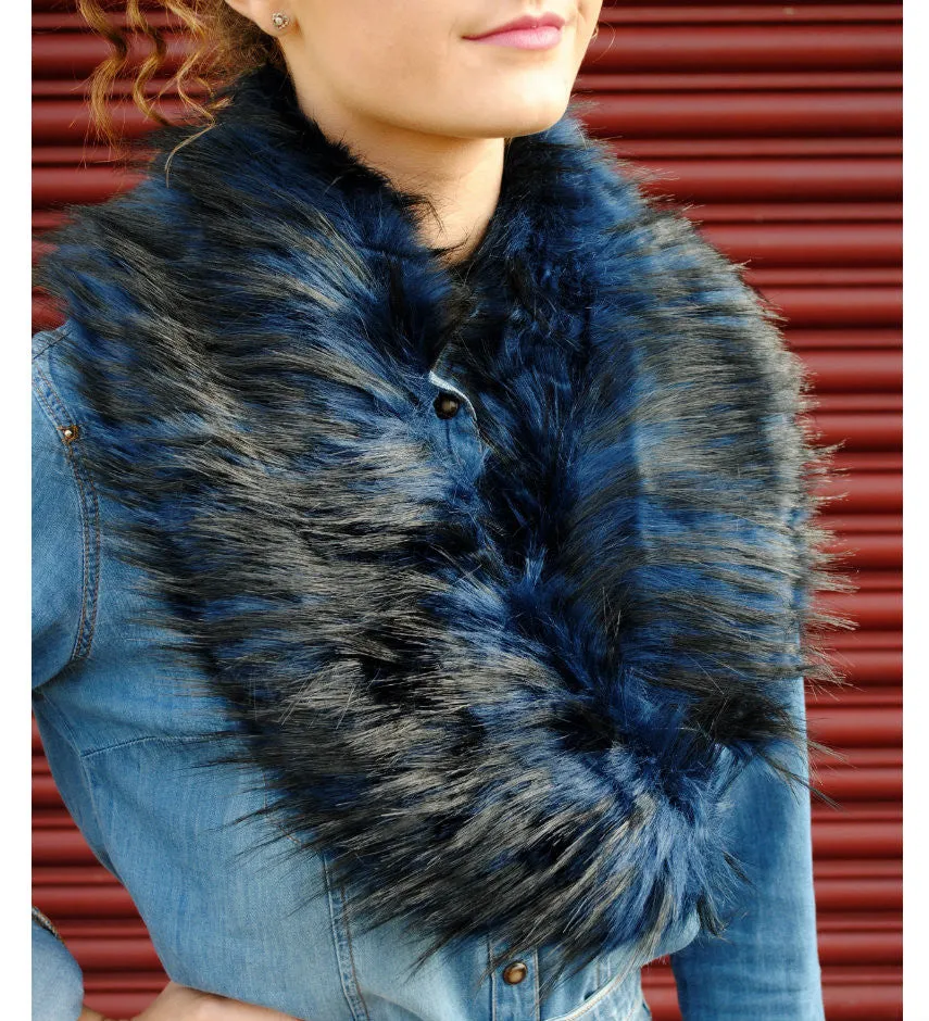 Dynasty Blue Luxury Faux Fur Collar