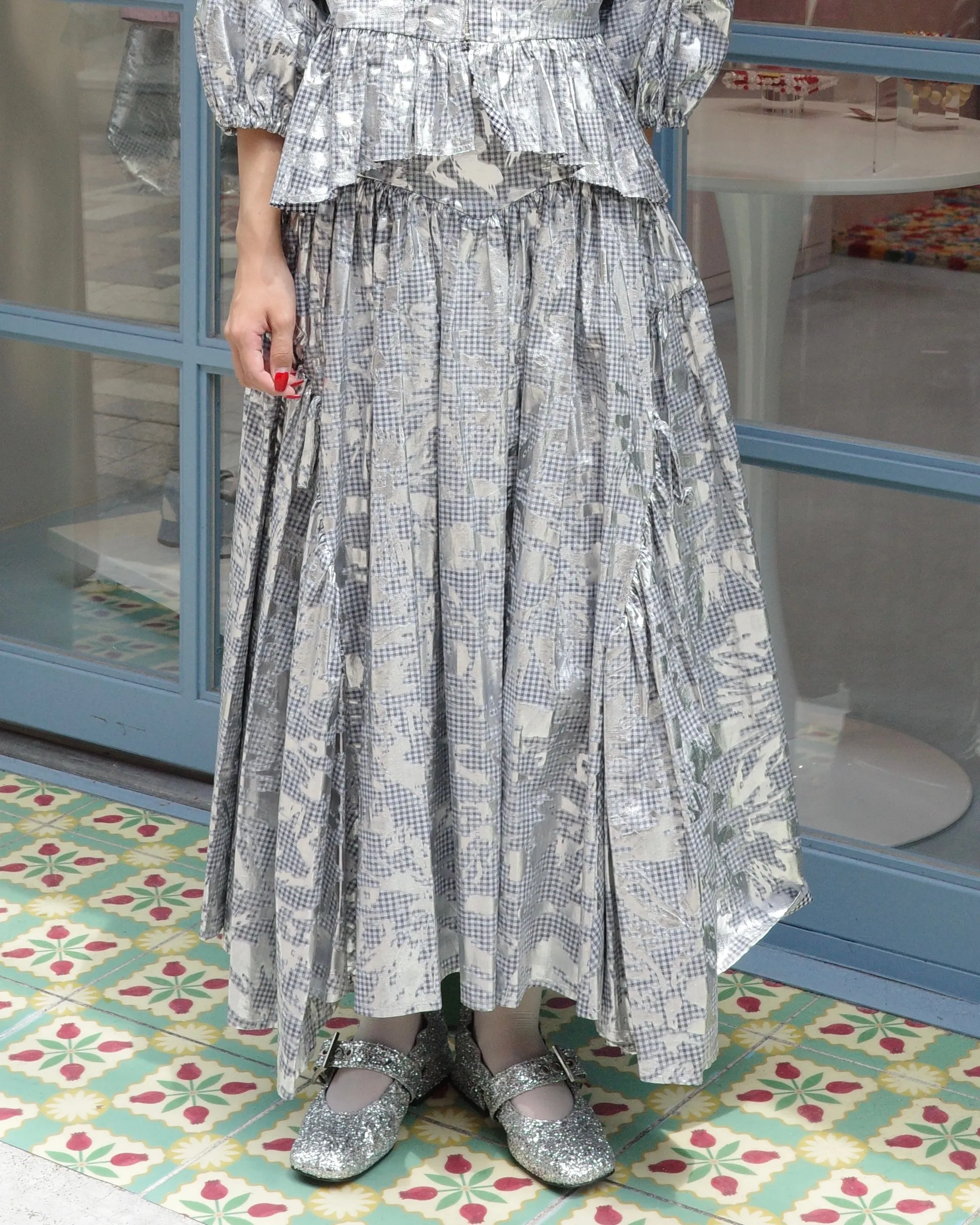 gingham silver corset skirt