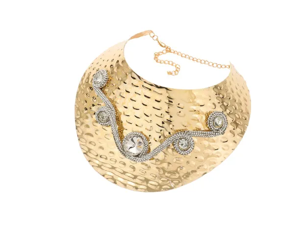 Hammered Metal Plate Statement Necklace