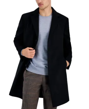 Kenneth Cole Reaction Mens Classic fit Overcoat Coat 46 R Black Solid