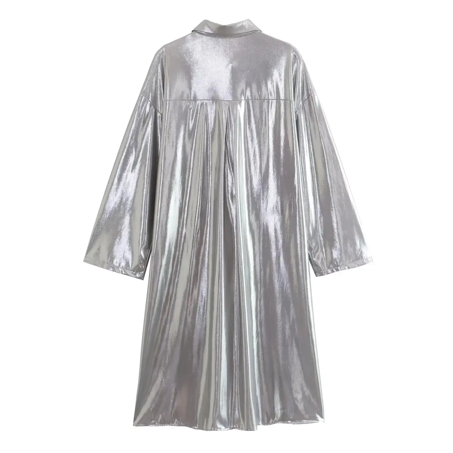 Pre Order:  Silver Asymmetric Pleated Midi Dress