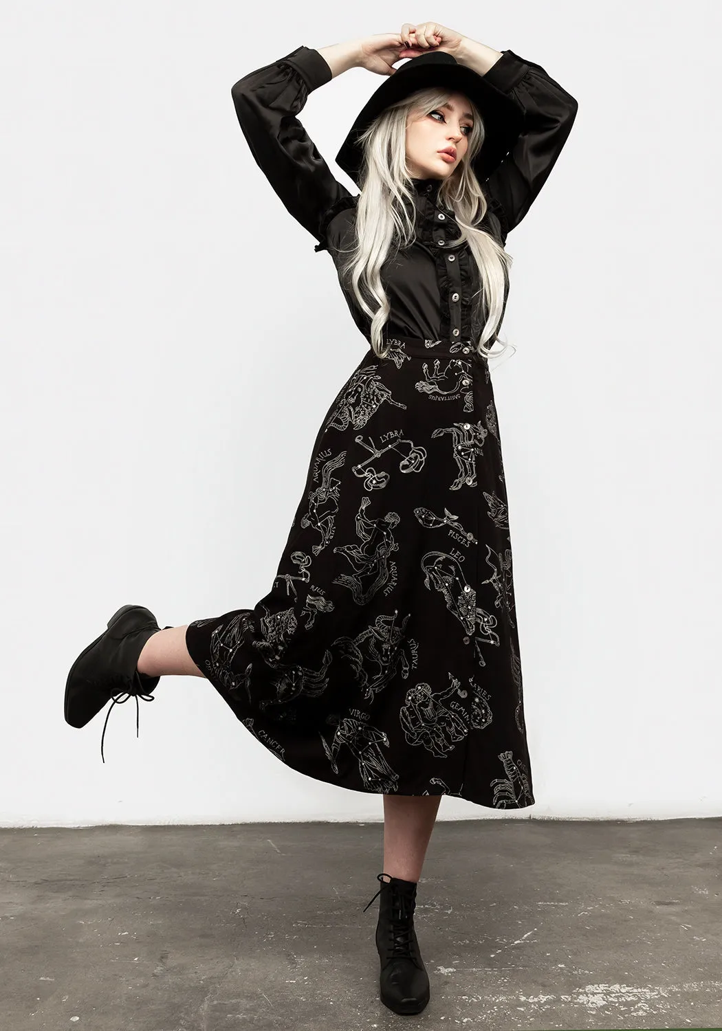 Zodiac Button Midi Skirt